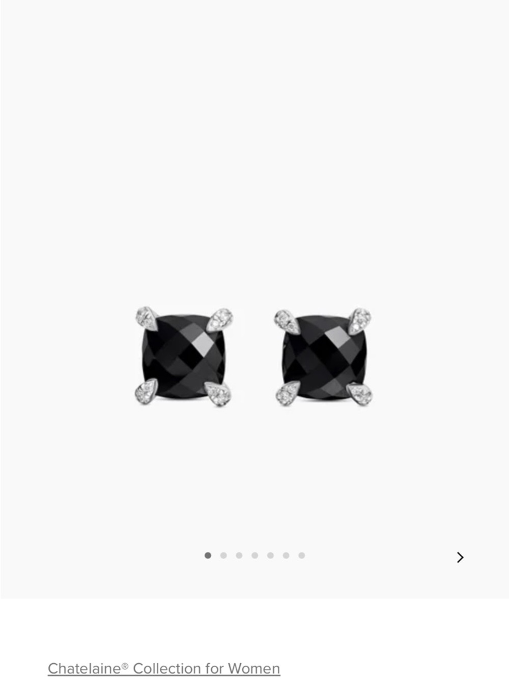 David Yurman Black Onyx Cushion-Cut Stud Earrings with Diamond Accents